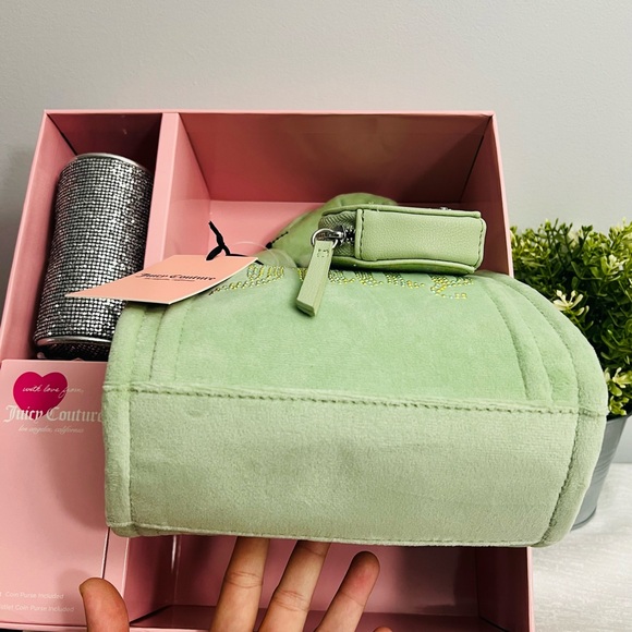 Juicy Couture Sage Green “Big Spender” 3-Piece Tote & Coin Pouch Set - New - Picture 7 of 9
